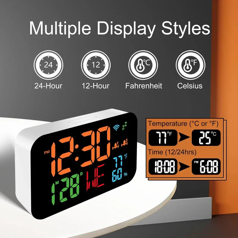 WiFi LED Desktop Clock with Thermometer & Hygrometer