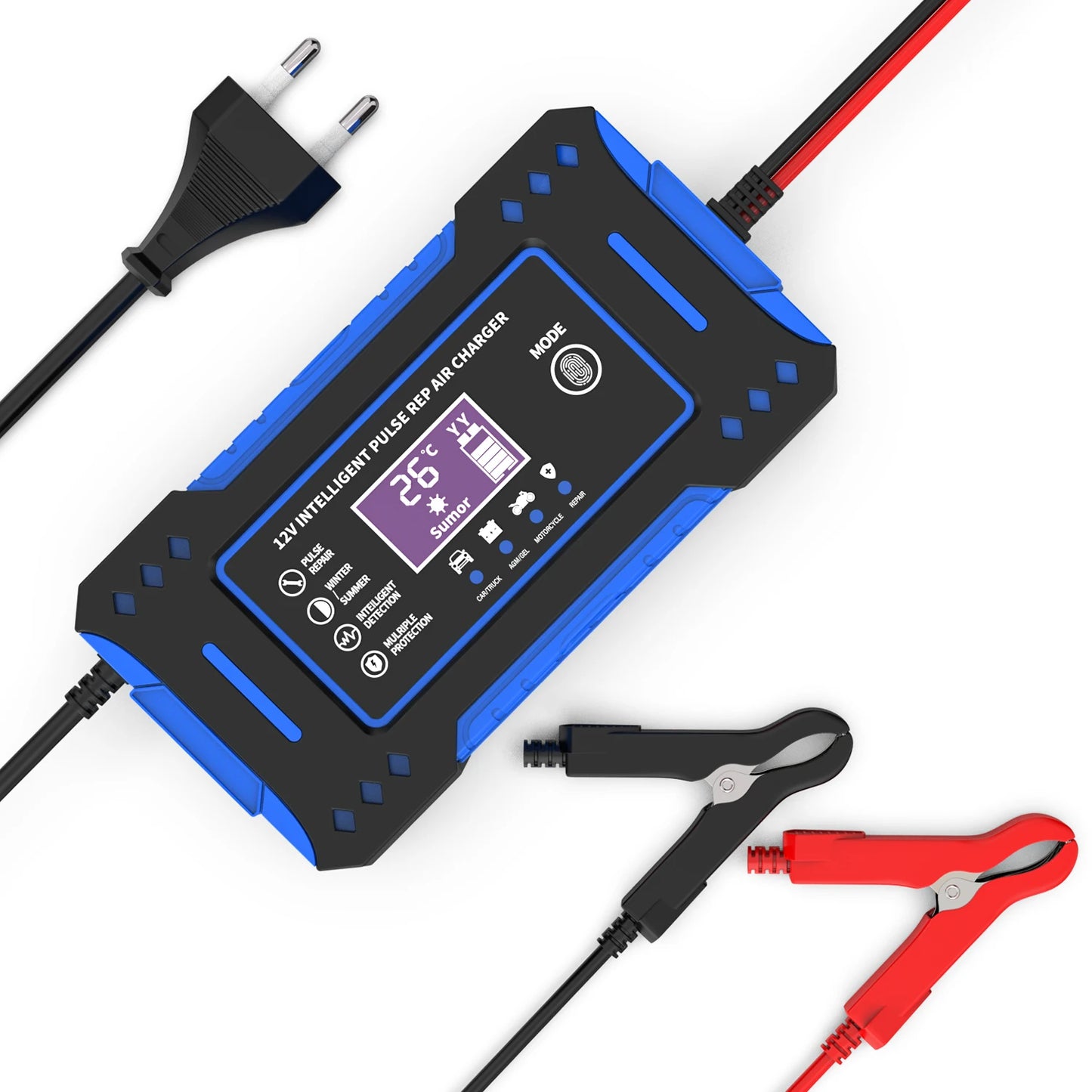 LCD Battery Charger with Repair Function for Lead-Acid Batteries