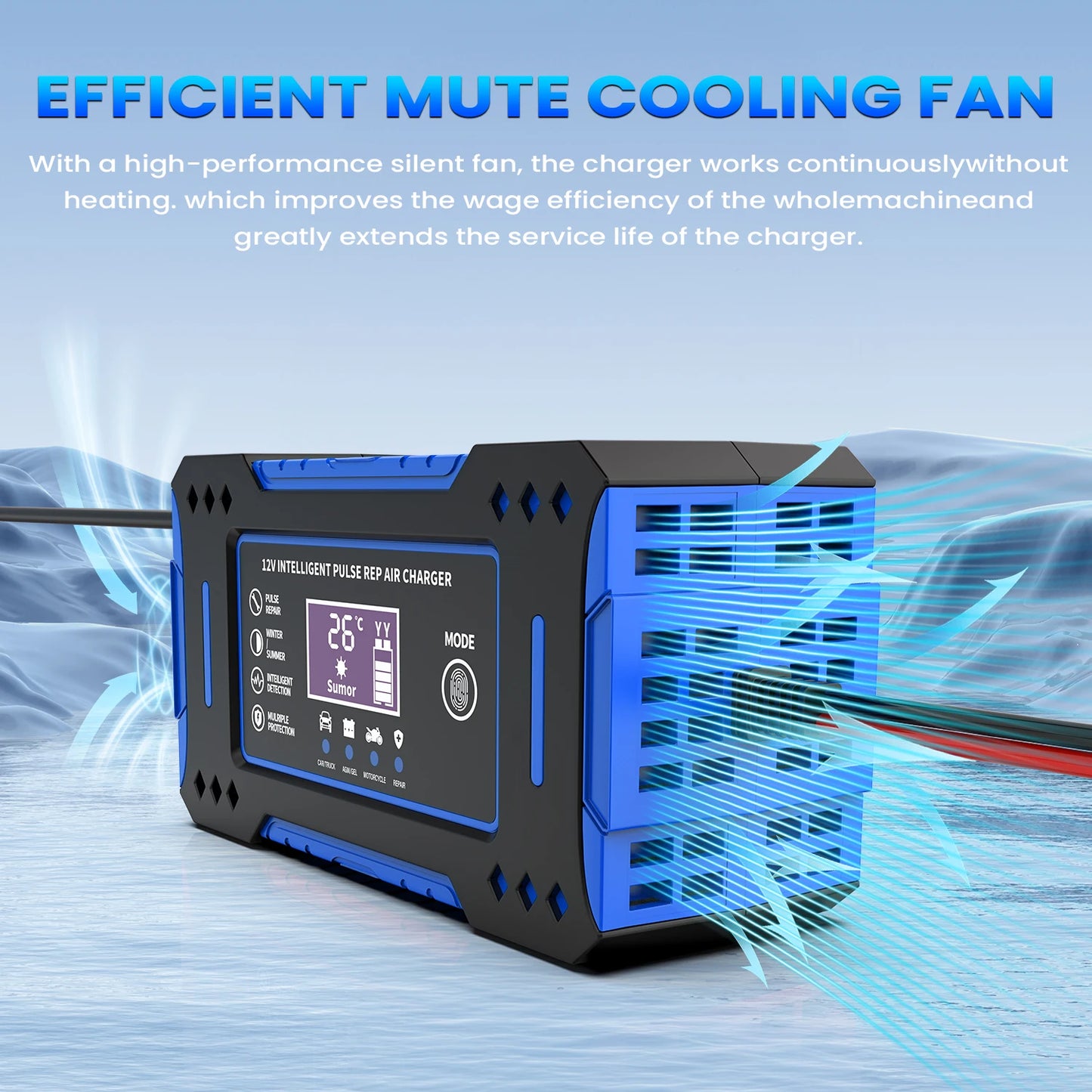 LCD Battery Charger with Repair Function for Lead-Acid Batteries