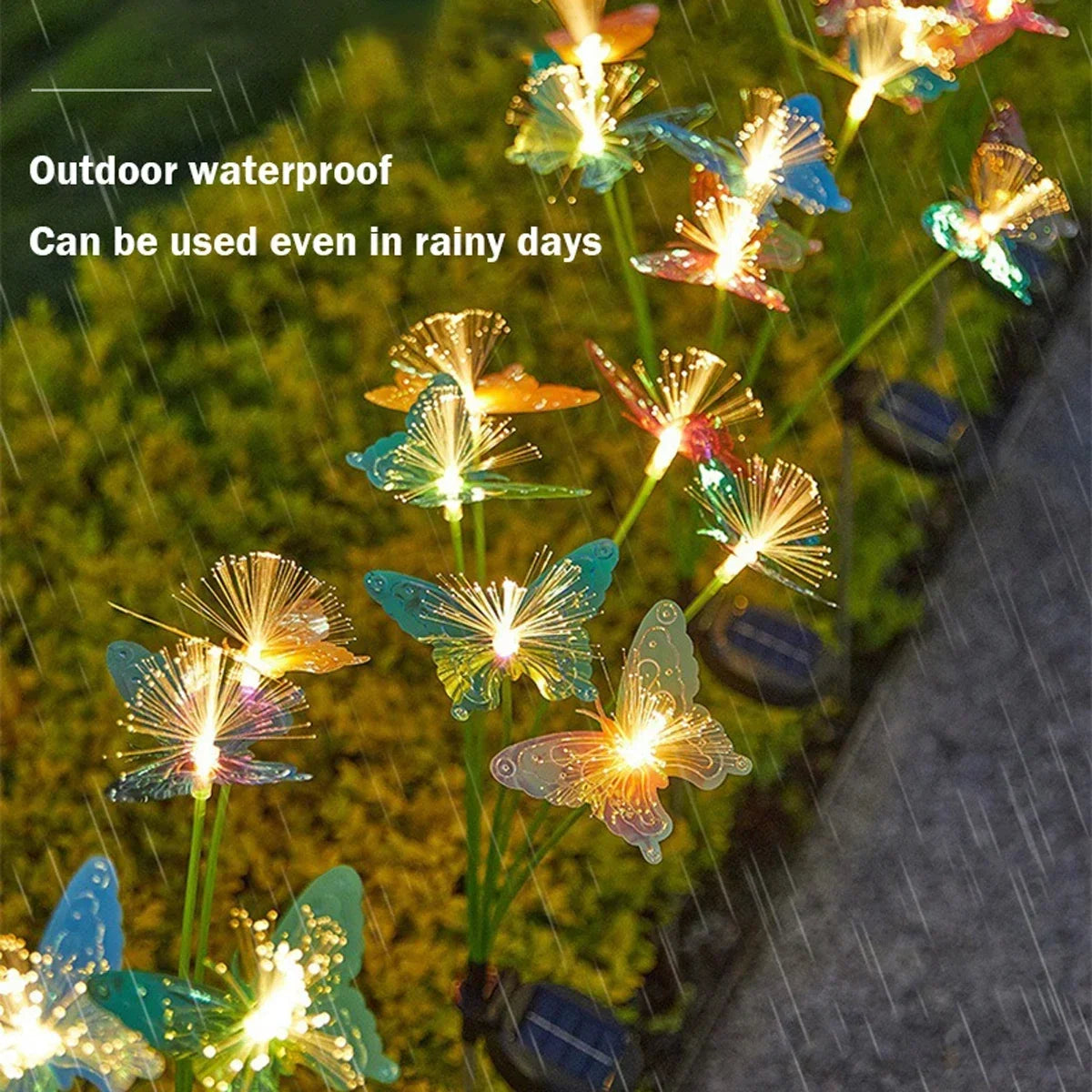 6-LED Solar Butterfly Fiber Optic Light