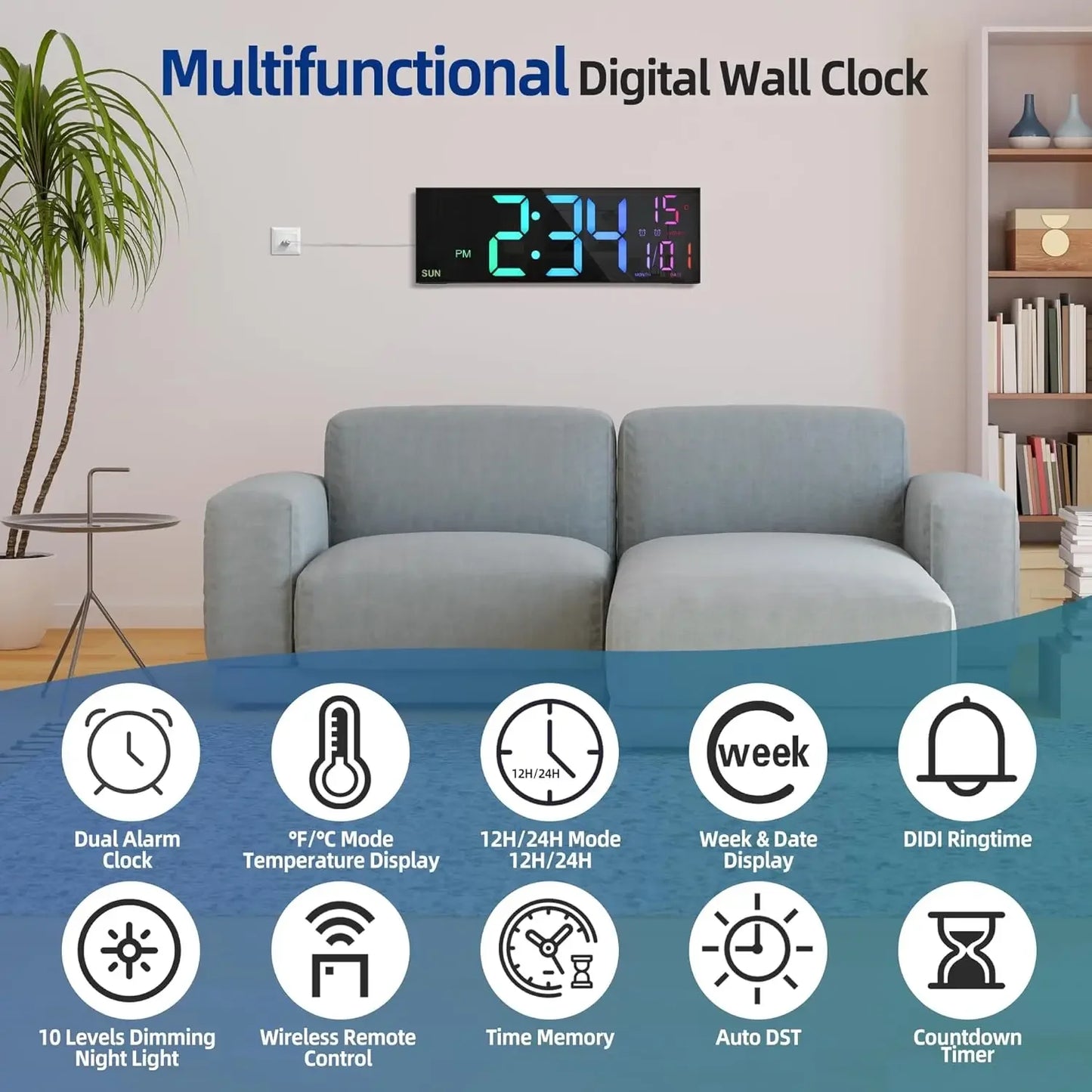 16.2" Large Digital Wall Clock