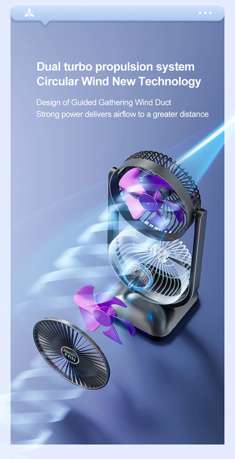 USB Rechargeable Portable Desktop Fan – Rotatable Design