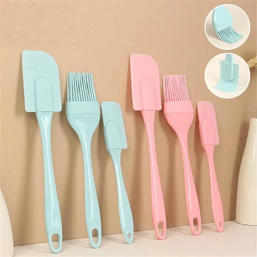 3pcs Non-Stick Silicone Spatula & Oil Brush Set