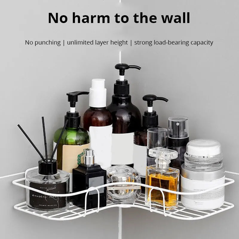Iron Triangle Corner Rack – Durable Kitchen & Bathroom Storage