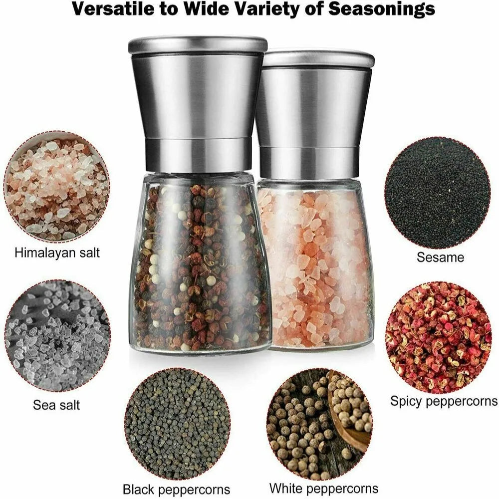 180/200ML Pepper Grinder Stainless Steel Glass Spice Bottle