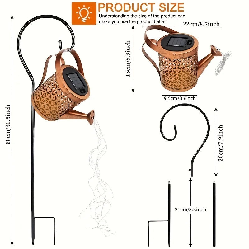 Retro Metal Solar Lantern & Watering Can Light
