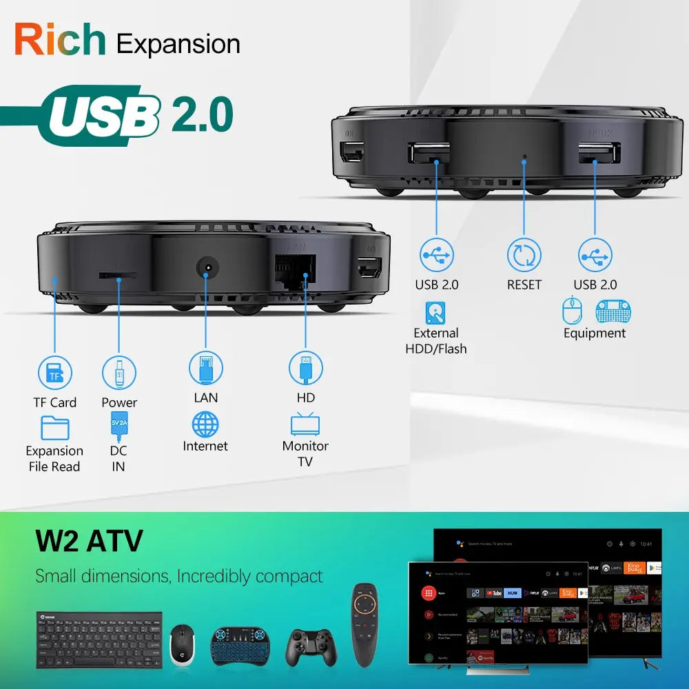 W2 ATV Smart TV Box 4K Android 11 (2GB/4GB RAM)
