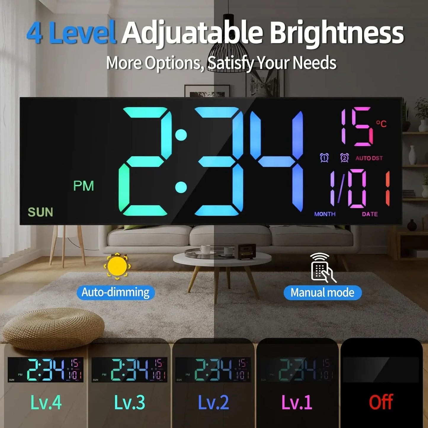 16.2" Large Digital Wall Clock