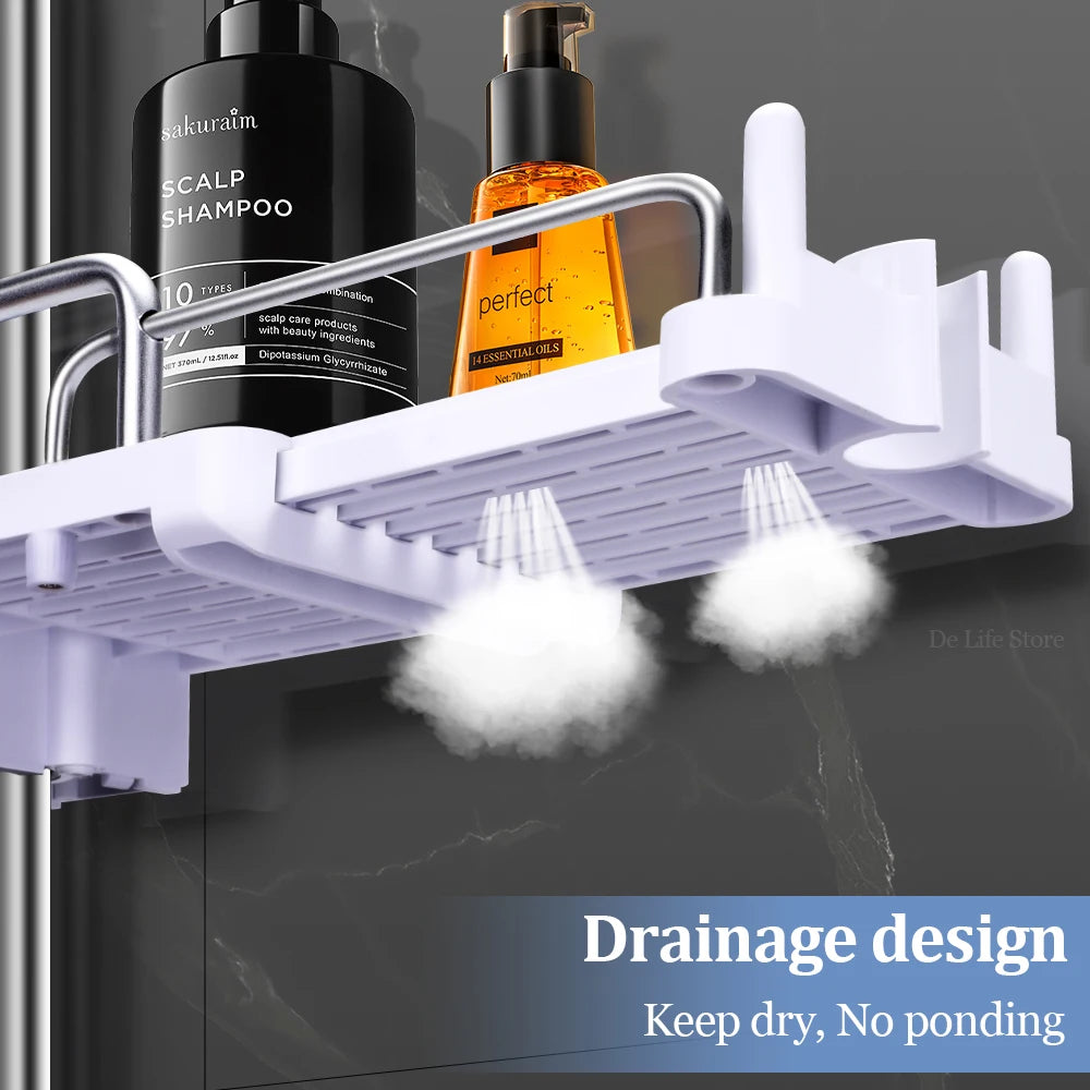 Extendable Drill-Free Shower Shelf – Bathroom Storage Holder