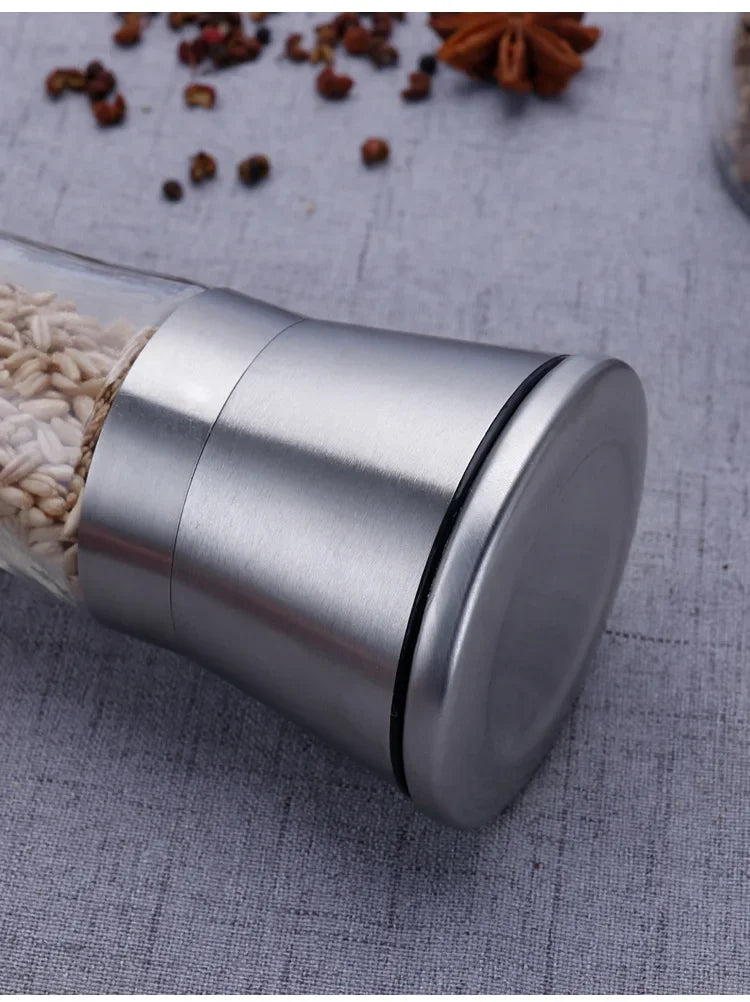 180/200ML Pepper Grinder Stainless Steel Glass Spice Bottle
