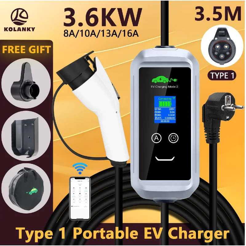 16A 1-Phase EV Charging Box with 3.5m Cable