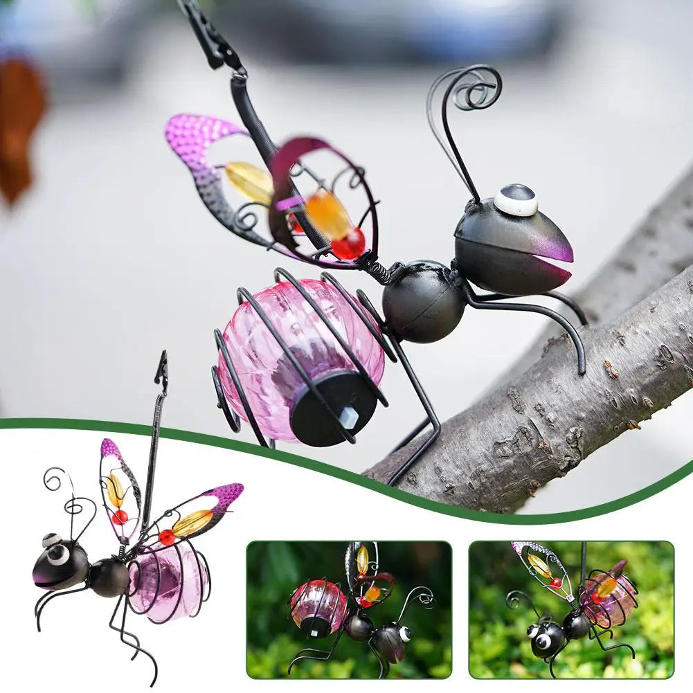 Waterproof Hanging Solar Insect Statue with Fairy Light