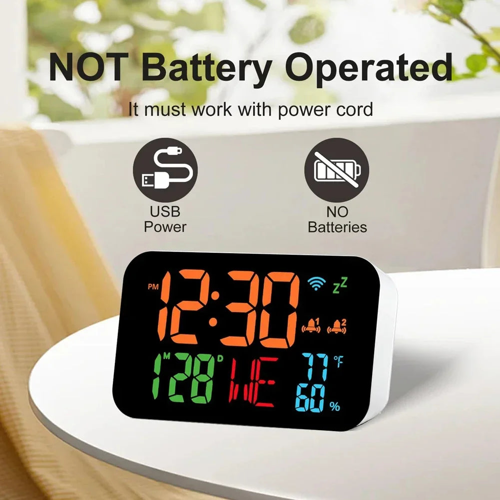 WiFi LED Desktop Clock with Thermometer & Hygrometer