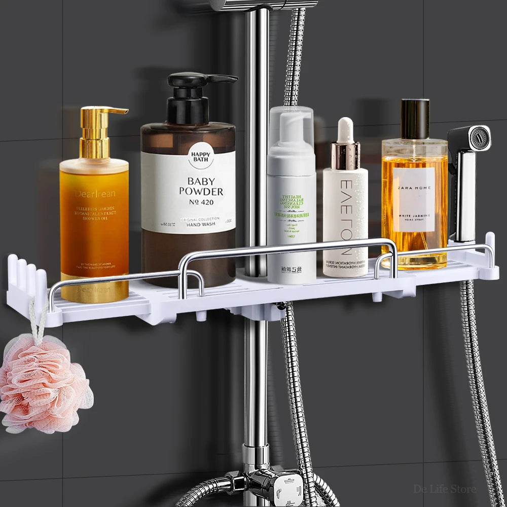 Extendable Drill-Free Shower Shelf – Bathroom Storage Holder