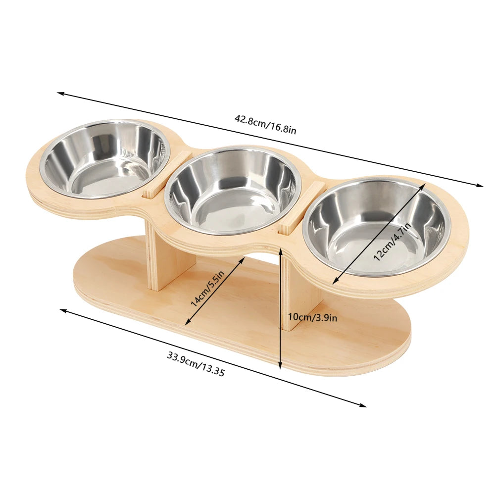 3-in-1 Design – Food + water in one stand