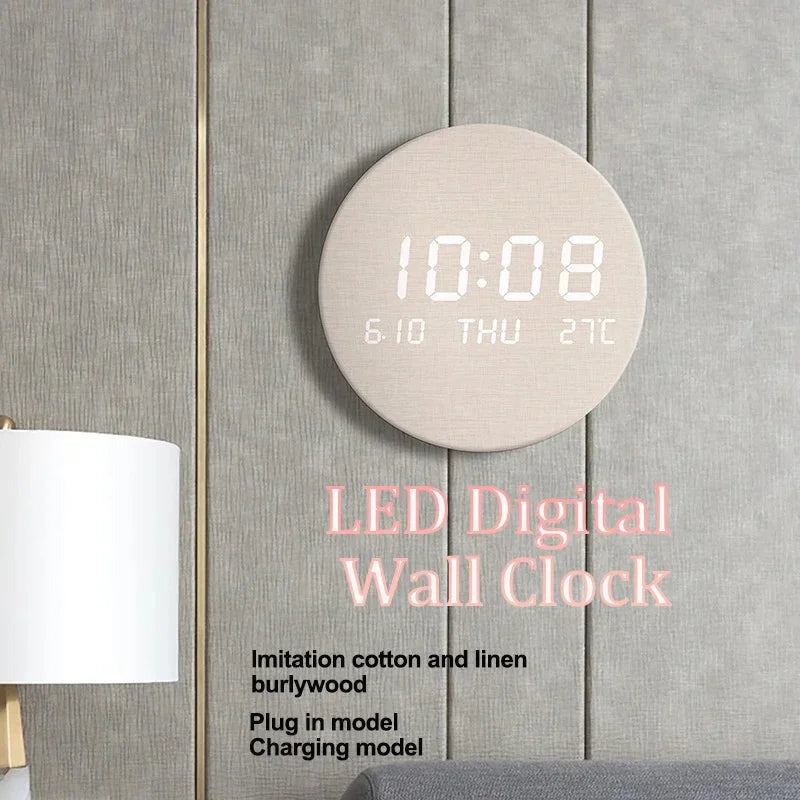 LED Digital Wall Clock with Temperature & Date Display