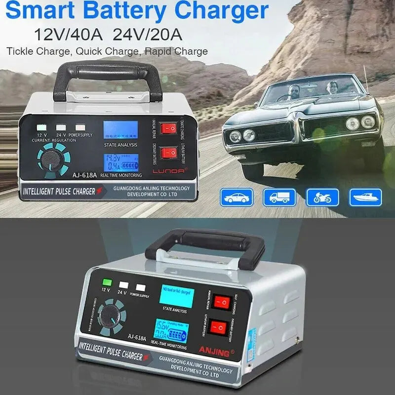 Trickle & Pulse Battery Charger for Car, SUV, Truck & Boat