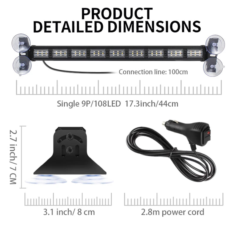2-in-1 162 LED Windshield Strobe Warning Light