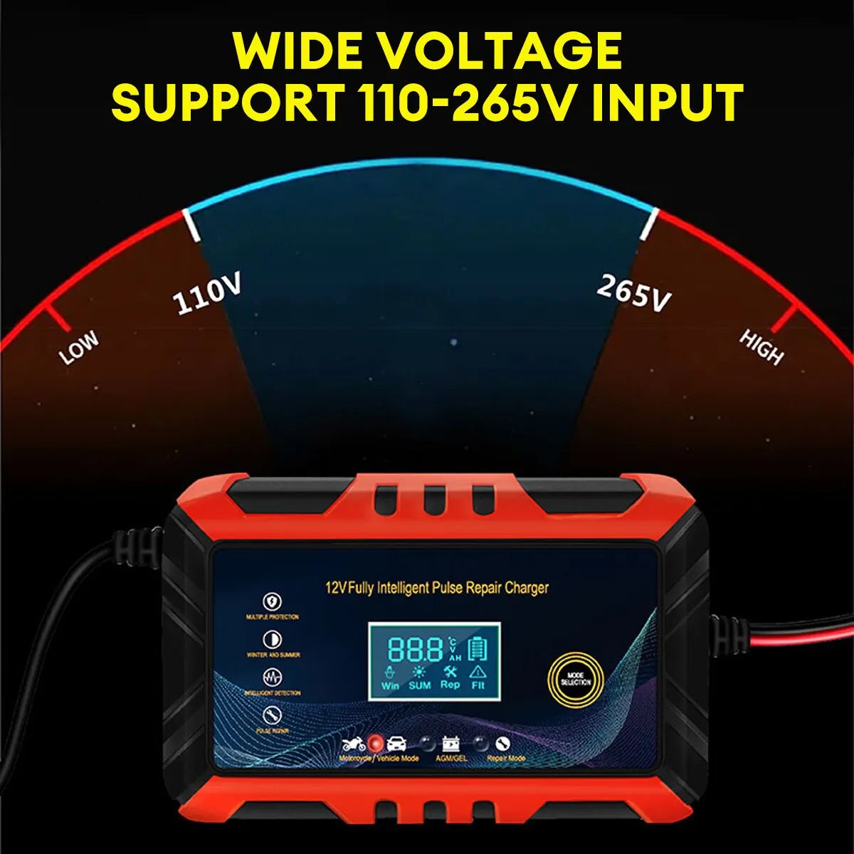 LCD Car Battery Charger with Pulse Repair