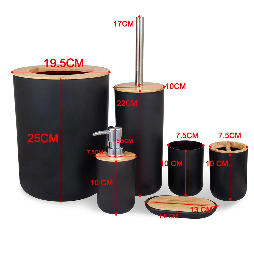 6-Piece Bamboo & Plastic Bathroom Storage Set