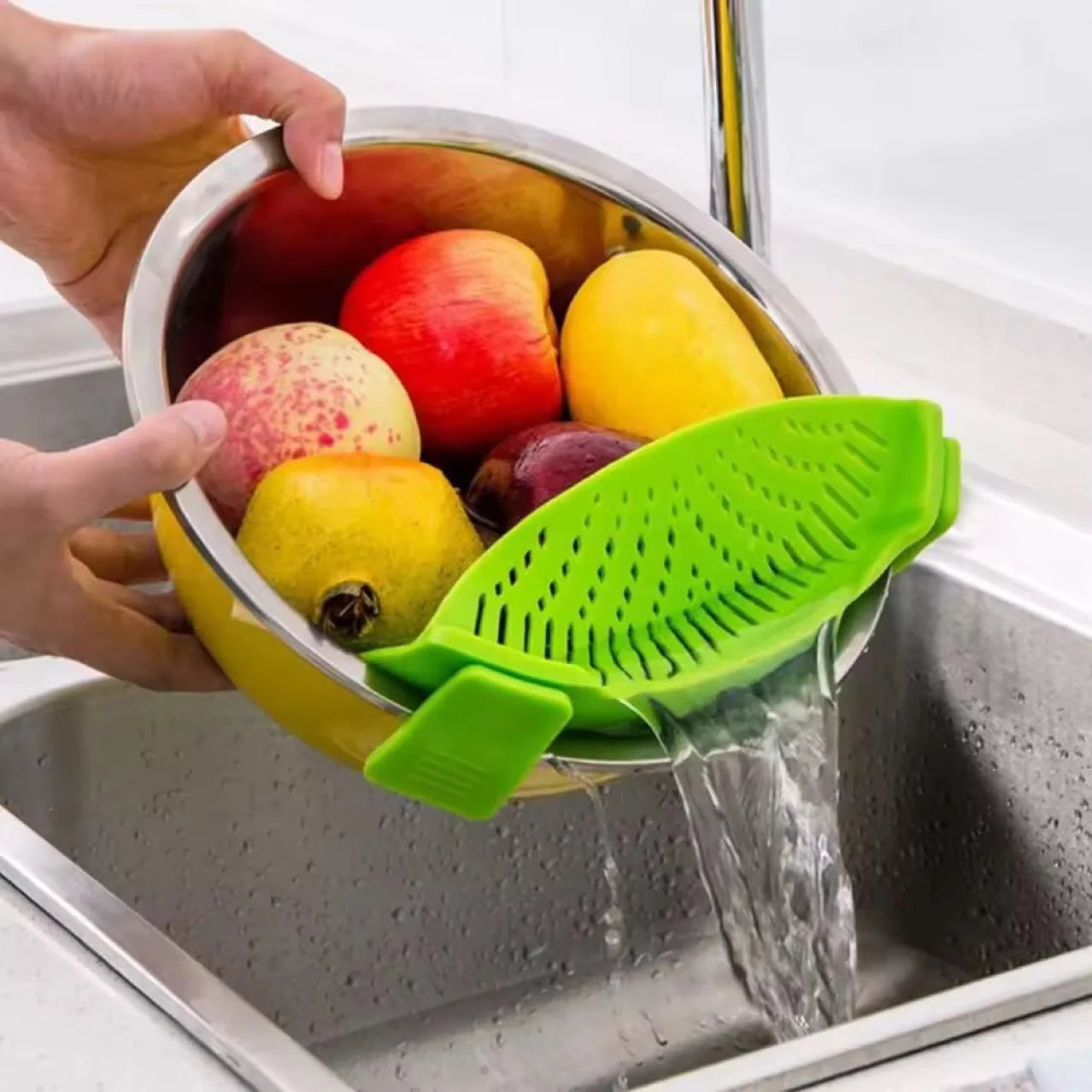 Adjustable Clip-On Pot Strainer – Kitchen Sink & Pan Accessory