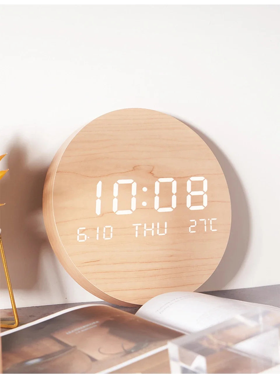 LED Digital Wall Clock with Temperature & Date Display