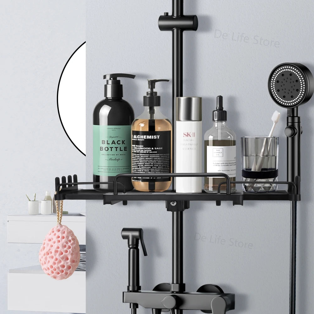 Extendable Drill-Free Shower Shelf – Bathroom Storage Holder