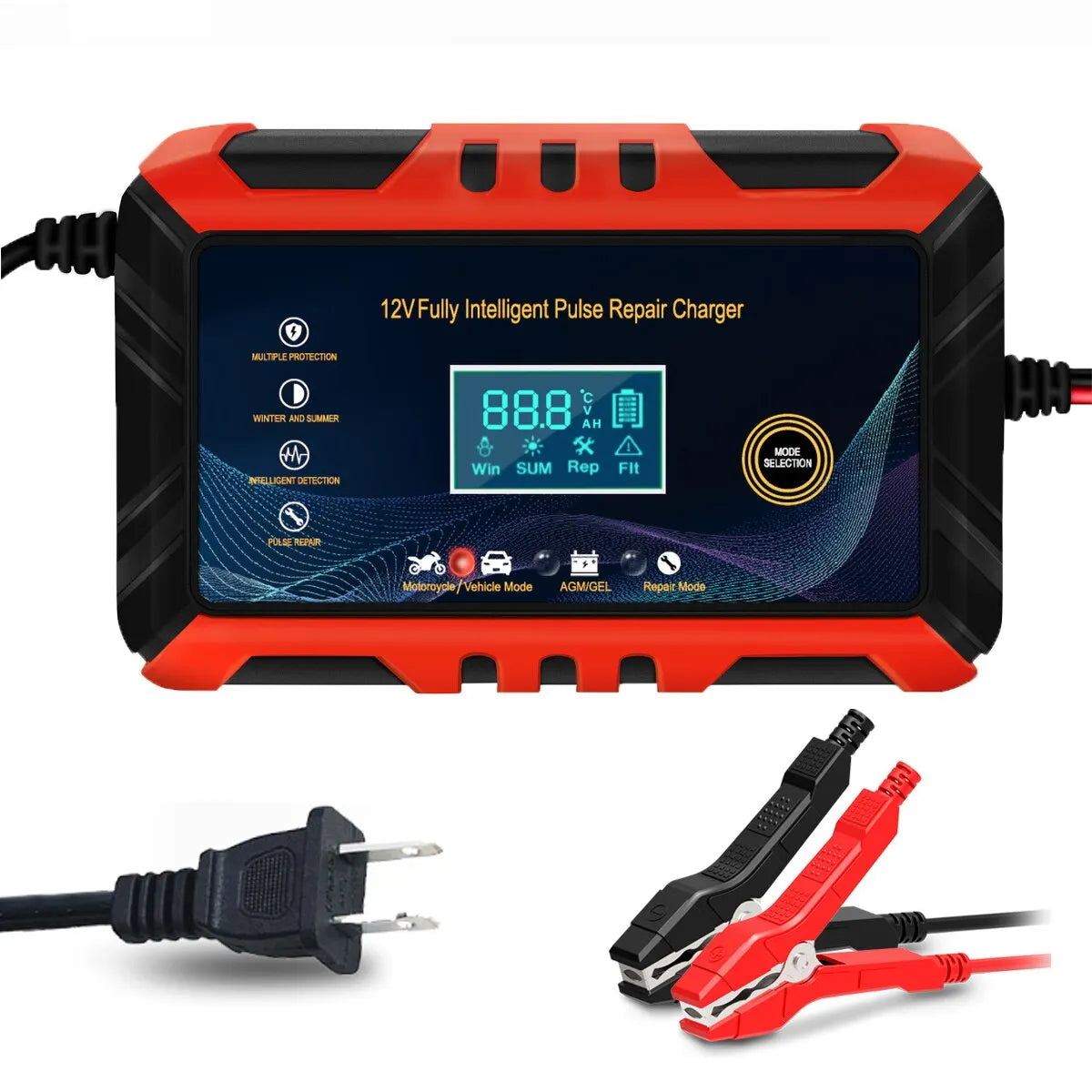 LCD Car Battery Charger with Pulse Repair