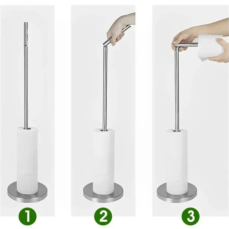 Freestanding Stainless Steel Toilet Paper Holder – Anti-Rust