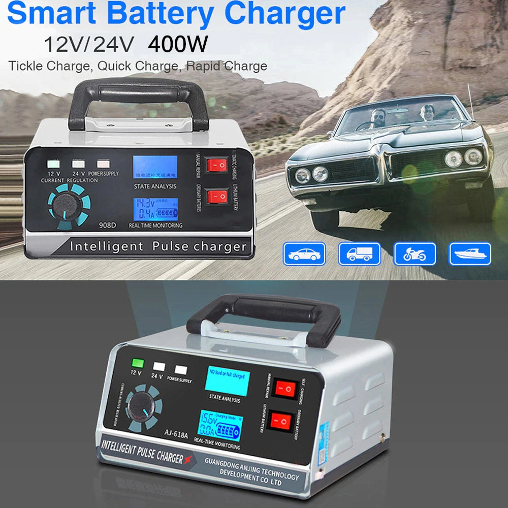 Trickle & Pulse Battery Charger for Car, SUV, Truck & Boat