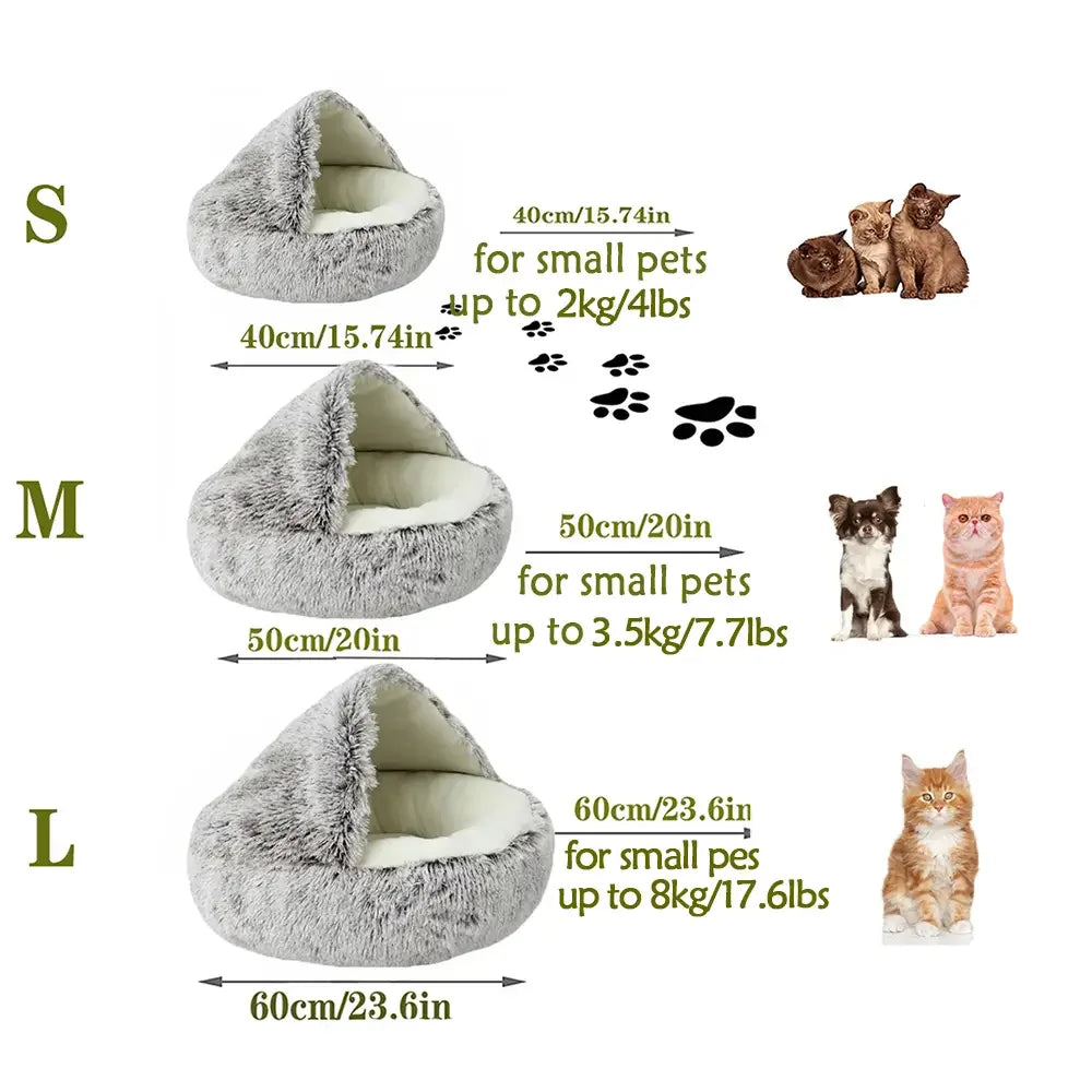 Plush Hooded Pet Bed