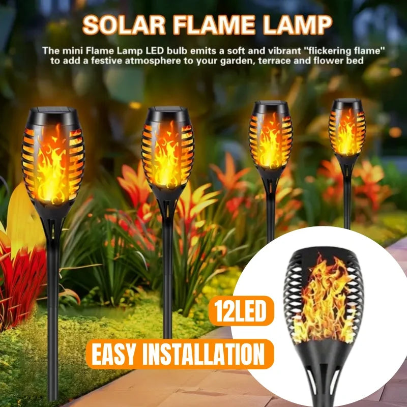 12LED Solar Flame Torch Light
