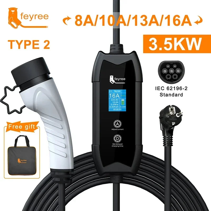 EV Portable Charger 3.5KW 16A 1-Phase