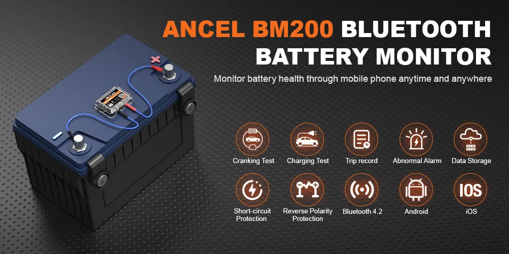 Wireless Battery Health Tester with App for Android & iOS