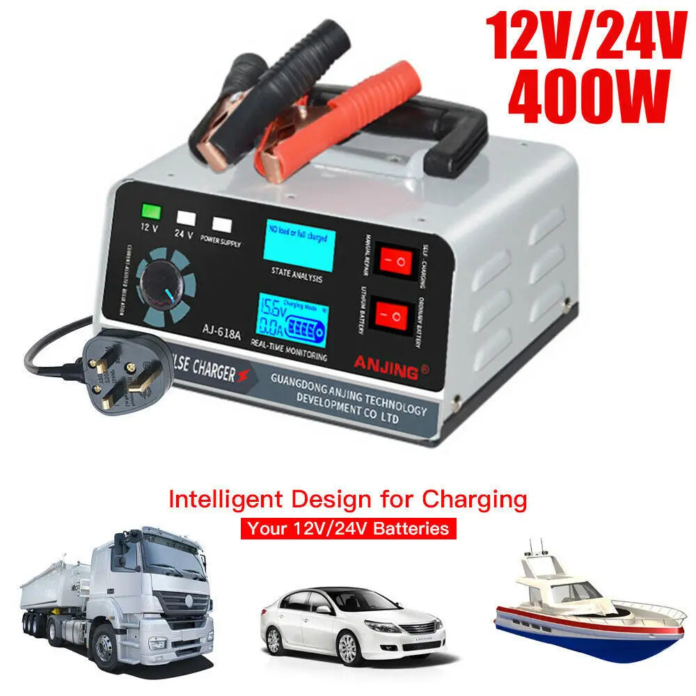 Trickle & Pulse Battery Charger for Car, SUV, Truck & Boat