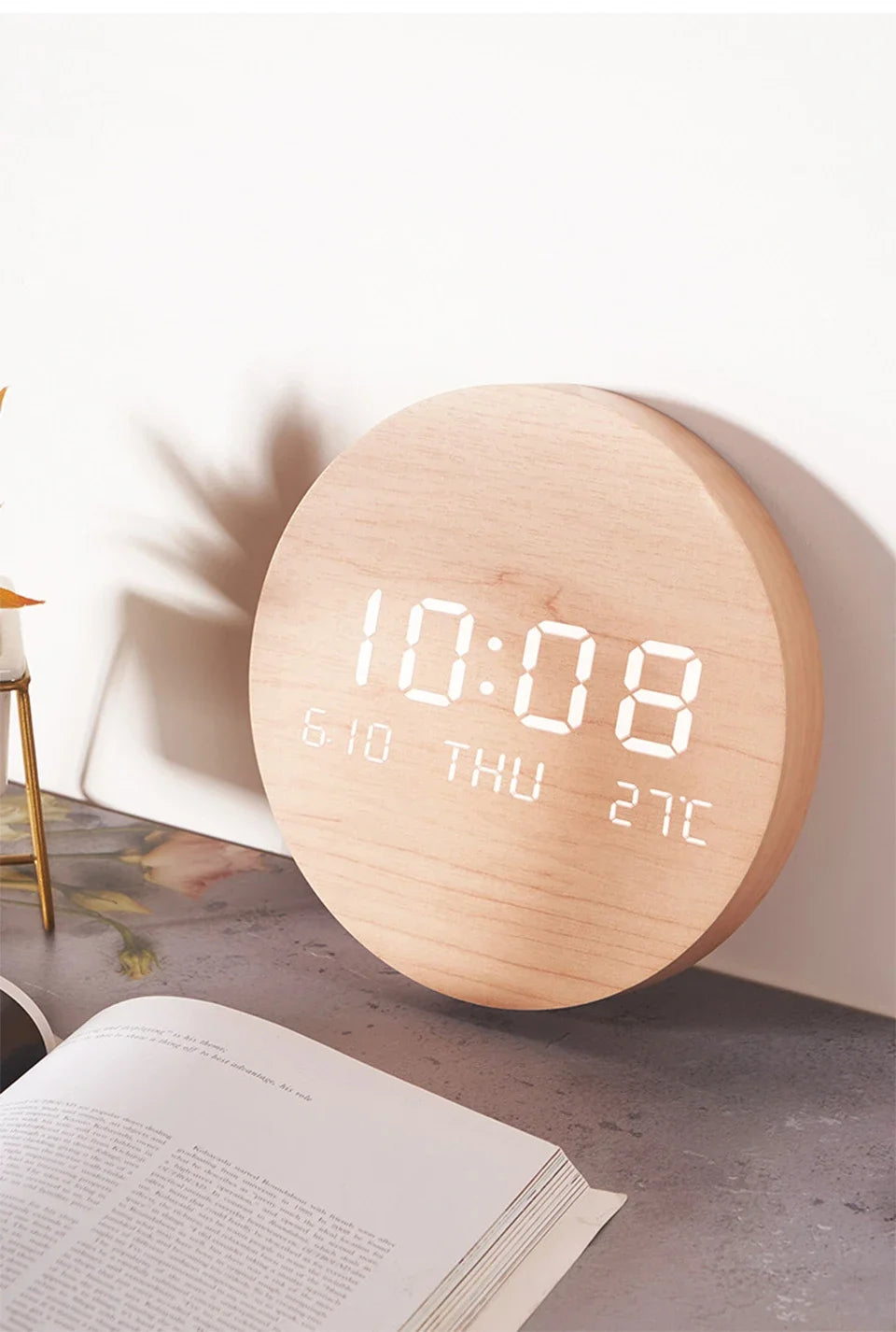 LED Digital Wall Clock with Temperature & Date Display