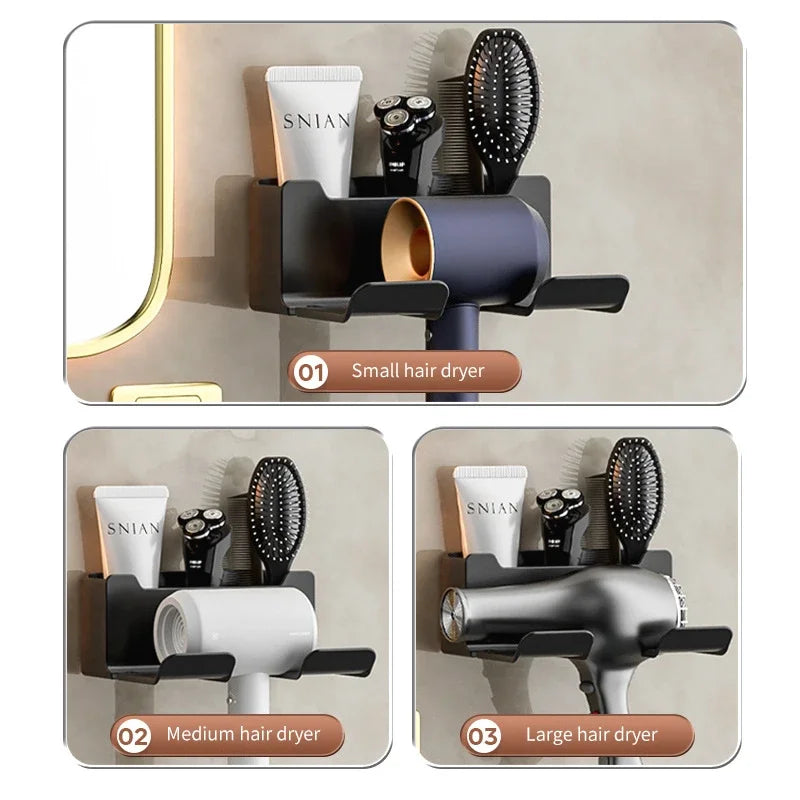 Bathroom Wall-Mounted Hair Dryer Holder