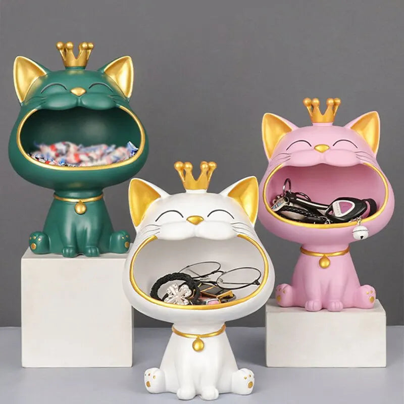 Decorative Cat Sculpture & Storage Ornament