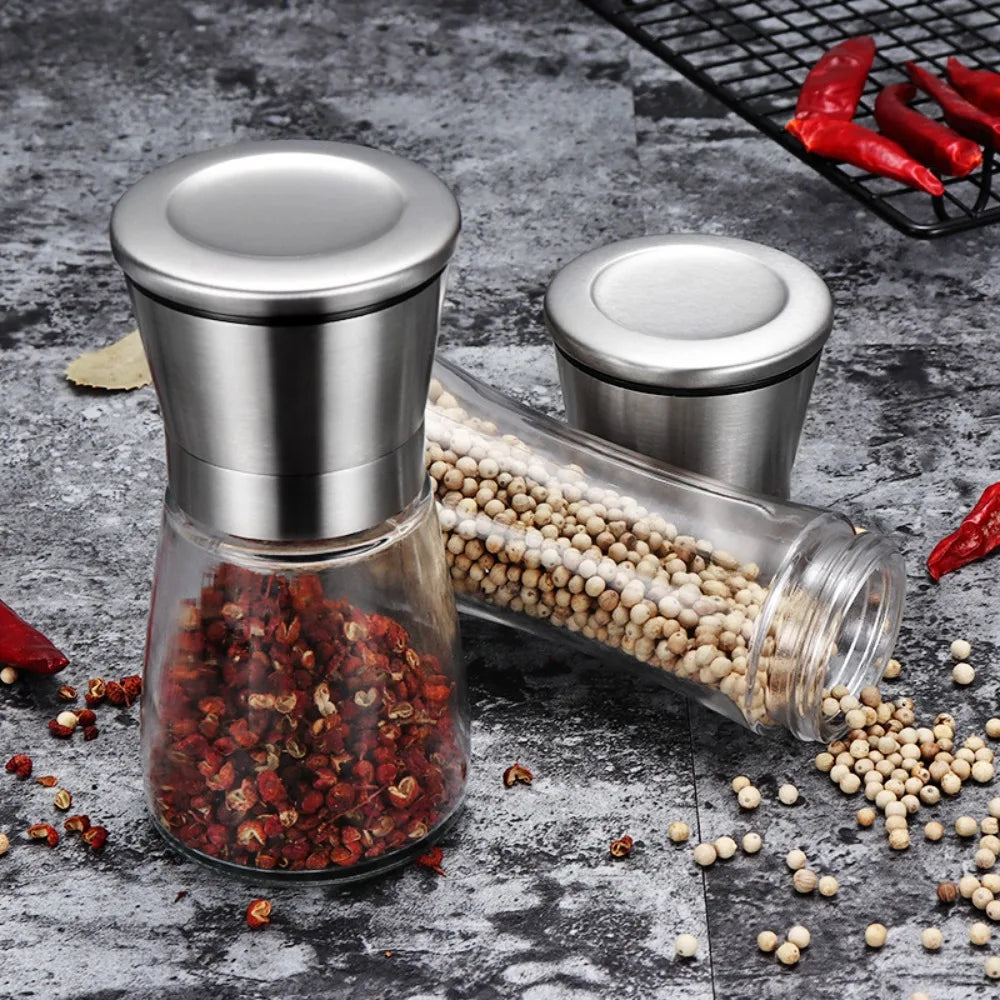 180/200ML Pepper Grinder Stainless Steel Glass Spice Bottle