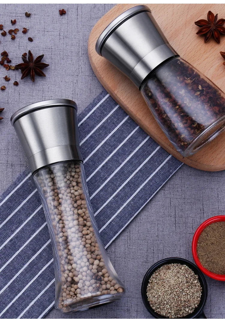 180/200ML Pepper Grinder Stainless Steel Glass Spice Bottle