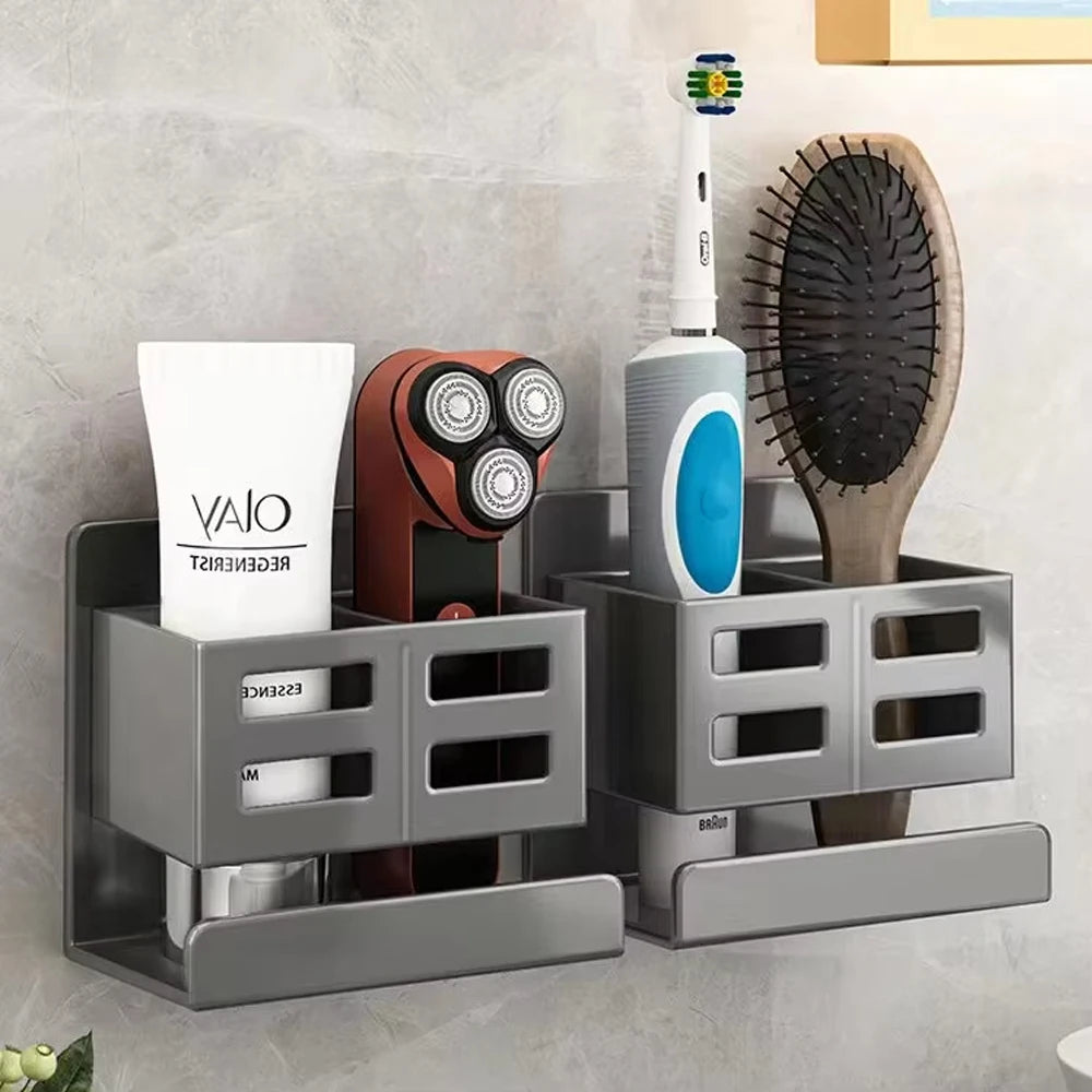 Hole-Free Wall-Mounted Bathroom Storage Rack