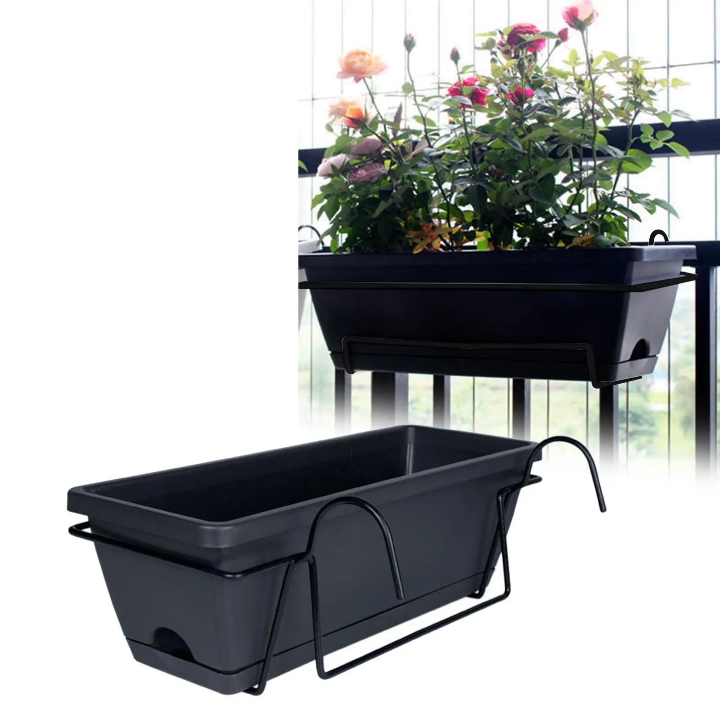 Railing & Window Box Flower Pot for Garden & Yard
