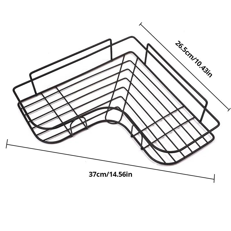 Iron Triangle Corner Rack – Durable Kitchen & Bathroom Storage