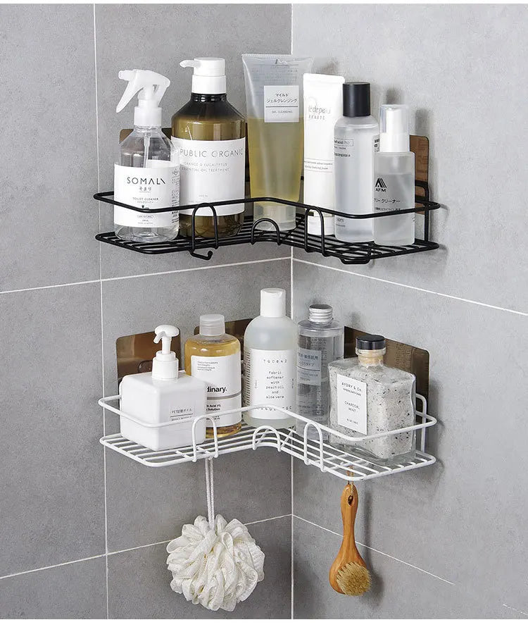 Iron Triangle Corner Rack – Durable Kitchen & Bathroom Storage