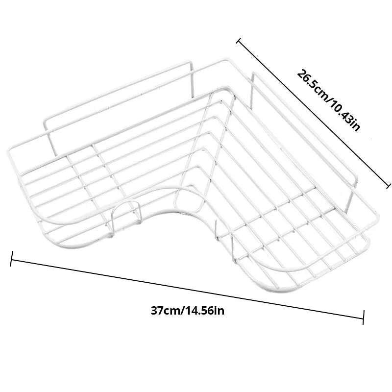 Iron Triangle Corner Rack – Durable Kitchen & Bathroom Storage