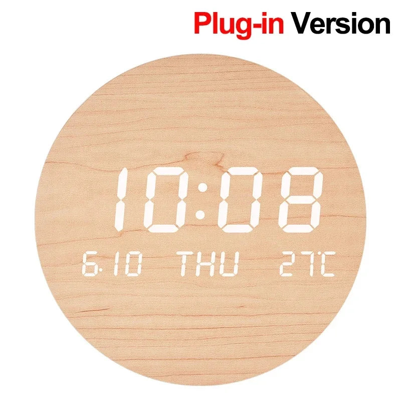 LED Digital Wall Clock with Temperature & Date Display