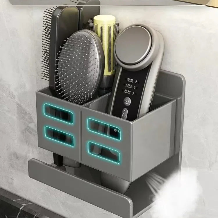 Hole-Free Wall-Mounted Bathroom Storage Rack