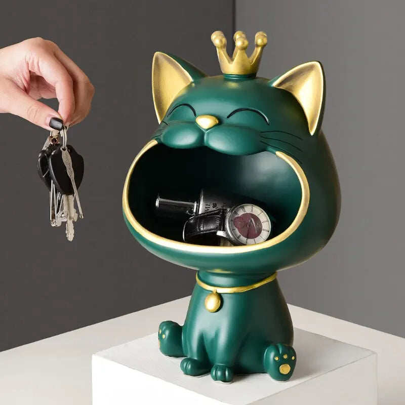 Decorative Cat Sculpture & Storage Ornament