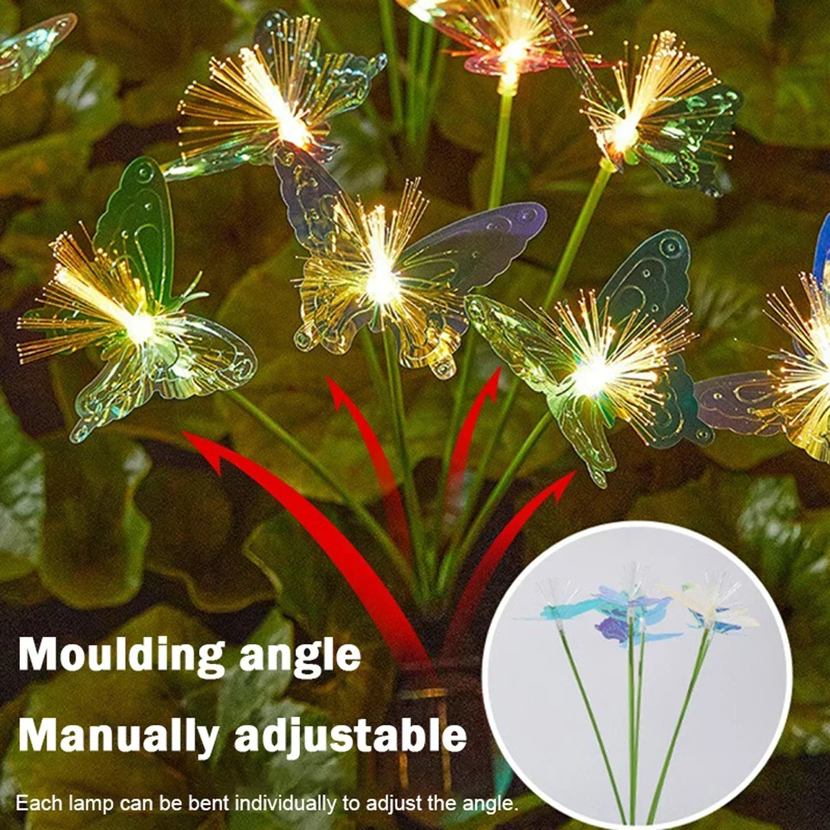 6-LED Solar Butterfly Fiber Optic Light