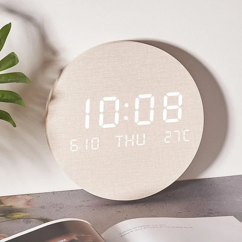 LED Digital Wall Clock with Temperature & Date Display